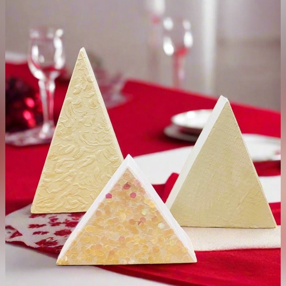 NEW Set of 3 Wood Christmas Trees, Holiday Centerpiece, HANDMADE - Picture 3 of 11